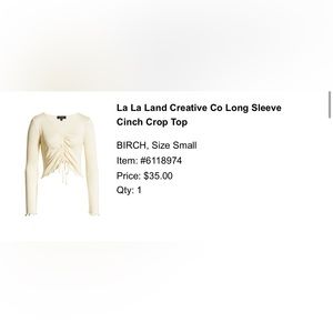 La La Land Creative Co / Long Sleeve Cinched Crop Top